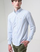 Tommy Hilfiger Раирана риза с класическа яка Бял/Небесносин