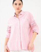 Tommy Hilfiger Раирана риза със свободна кройка Бял/Бледо розово