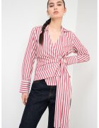 Tommy Hilfiger Раирана слим риза с набирания - Бял/Прашно червено