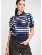 Tommy Hilfiger Раирана слим тениска - Бял/Тъмносин