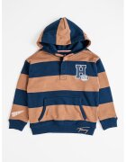 Tommy Hilfiger Раирано худи с джоб кенгуру - Кафяв/Тъмносин