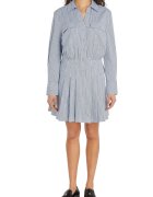 Tommy Hilfiger Разкроена рокля-риза - Бял/Ментово зелено