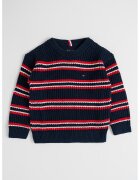 Tommy Hilfiger Рипсен пуловер на райе - Червен/Тъмносин