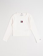 Tommy Hilfiger Рипсена блуза Heritage с лого Слонова кост