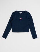 Tommy Hilfiger Рипсена блуза Heritage с лого Тъмносин