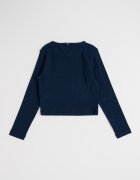 Tommy Hilfiger Рипсена блуза Heritage с лого Тъмносин