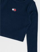 Tommy Hilfiger Рипсена блуза Heritage с лого Тъмносин