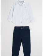 Tommy Hilfiger Риза и панталон от органичен памук - 2 части - Бял/Син
