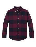 Tommy Hilfiger Риза с органичен памук и каре - Червен/Тъмносин