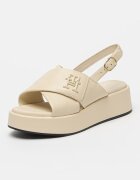 Tommy Hilfiger Скосени кожени сандали с кръстосани каишки Светло бежово