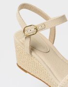 Tommy Hilfiger Скосени текстилни сандали с кожа Светло бежово