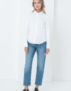Tommy Hilfiger Слим риза от пике с лого Бял