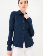Tommy Hilfiger Слим риза от пике с лого Тъмносин