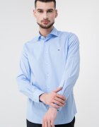Tommy Hilfiger Слим риза с памук Светлосин