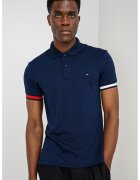 Tommy Hilfiger Слим тениска с яка и контрастни маншети