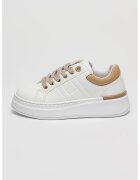 Tommy Hilfiger Спортни обувки от еко кожа с равна платформа - Бял/Светлокафяв