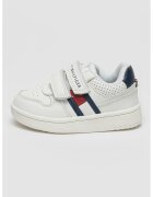 Tommy Hilfiger Спортни обувки от еко кожа с велкро - Бял/Син