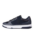 Tommy Hilfiger Спортни обувки от кожа и велур с лого - Бял/Тъмносин