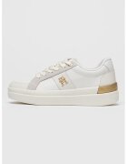 Tommy Hilfiger Спортни обувки от кожа с нисък профил - Бял/Златист