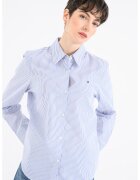 Tommy Hilfiger Стандартна риза с остра яка - Бял/Петролно синьо