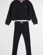 Tommy Hilfiger Суитшърт и клин с лого - 2 части Черен