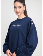 Tommy Hilfiger Суитшърт с копчета на рамото - Тъмносин