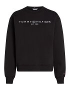 Tommy Hilfiger Суитшърт с овално деколте с лого - Бял/Черен