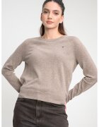 Tommy Hilfiger Свободен пуловер с лого - Кафяв меланж