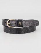 Tommy Hilfiger Тънък кожен колан Черен