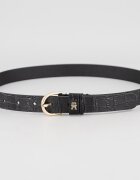 Tommy Hilfiger Тънък кожен колан Черен