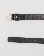 Tommy Hilfiger Тънък кожен колан Черен