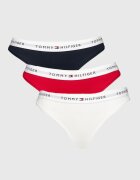 Tommy Hilfiger Танга с лого 3 чифта Бял/Ултрамарин синьо/Аленочервен