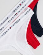 Tommy Hilfiger Танга с лого 3 чифта Бял/Ултрамарин синьо/Аленочервен