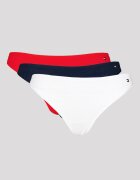 Tommy Hilfiger Танга с памук - 3 чифта Червен/Бял/Тъмносин