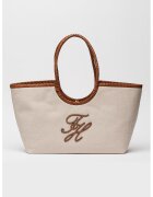 Tommy Hilfiger Текстилна чанта с лого - Кафяв/Светло бежово