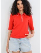 Tommy Hilfiger Тениска с лиосел и памук - с яка и миди ръкави