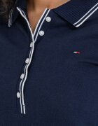Tommy Hilfiger Тениска с лиосел и памук с яка и миди ръкави Тъмносин
