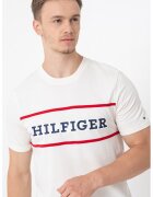 Tommy Hilfiger Тениска с овално деколте и принт - Червен/Ултрамарин синьо/Крем