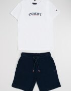Tommy Hilfiger Тениска с памук и къс панталон Бял/Тъмносин
