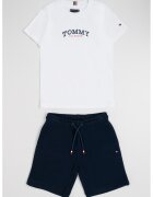 Tommy Hilfiger Тениска с памук и къс панталон - Светло сив/Син