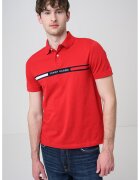 Tommy Hilfiger Тениска с памук с яка - Бял/Тъмносин