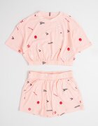 Tommy Hilfiger Тениска с принт и шорти - 2 части Червен/Черен/Пастелнорозов