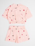 Tommy Hilfiger Тениска с принт и шорти - 2 части Червен/Черен/Пастелнорозов
