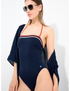 Tommy Hilfiger Цял бански тип бандо - Червен/Тъмносин