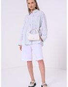 Tommy Hilfiger Уголемена ленена риза - Бял/Прашно синьо