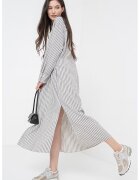 Tommy Hilfiger Уголоемена рокля-риза на райе - Черен/Пепеляво сиво