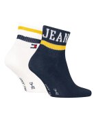 Tommy Hilfiger Унисекс къси чорапи с лого 2 чифта Ултрамарин синьо/Шафраново жълто/Мръснобял