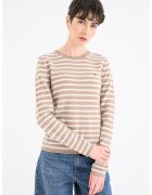 Tommy Hilfiger Вълнен пуловер с овално деколте - Бял/Сиво-кафяв
