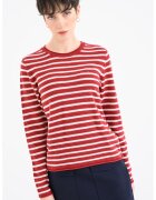 Tommy Hilfiger Вълнен пуловер с овално деколте - Червен/Мръснобял