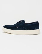 Tommy Hilfiger Велурени кежуъл обувки с лого Мръснобял/Тъмносин